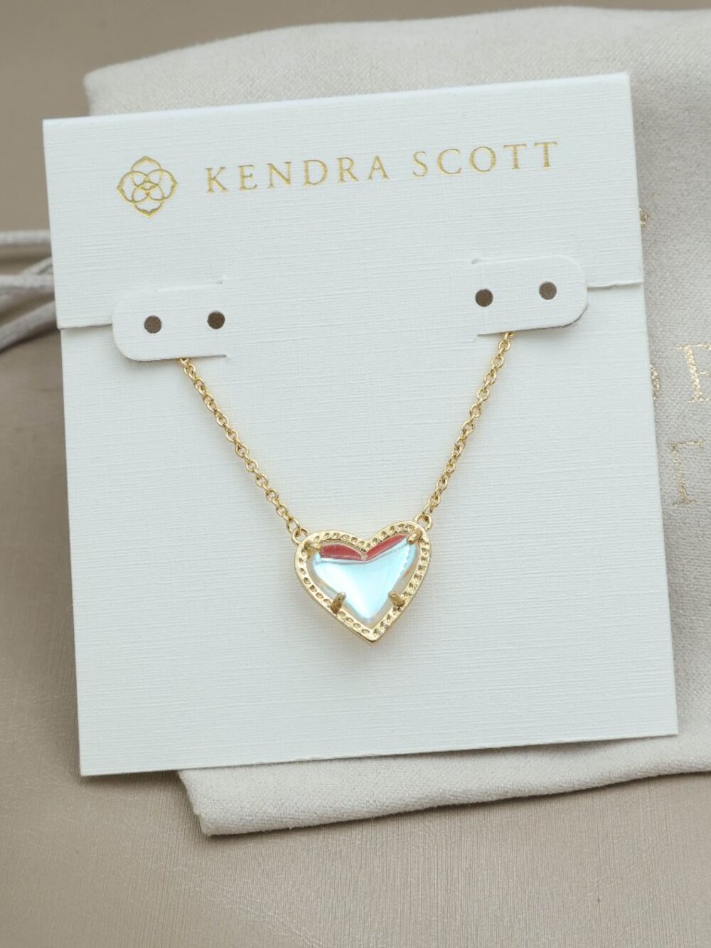 Kendra Scott Ari Heart Gold Dichroic Glass Necklace